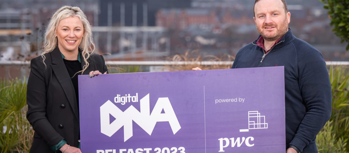 Photographed at the recent partnership announcement: Digital DNA CEO, Simon Bailie and Partner and Chief Technology Officer at PwC Northern Ireland, Louise Black